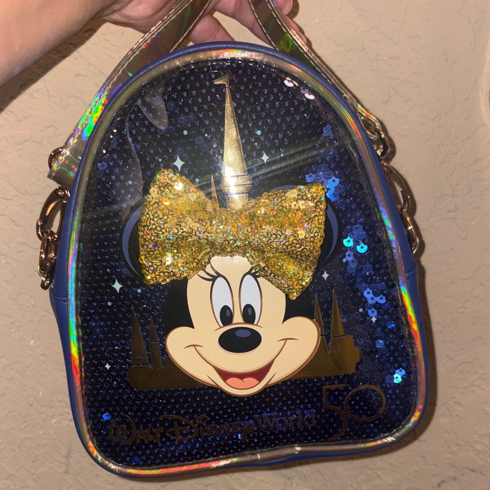 Disney Minnie Mouse Sequin Crossbody Bag - Blue & Gold